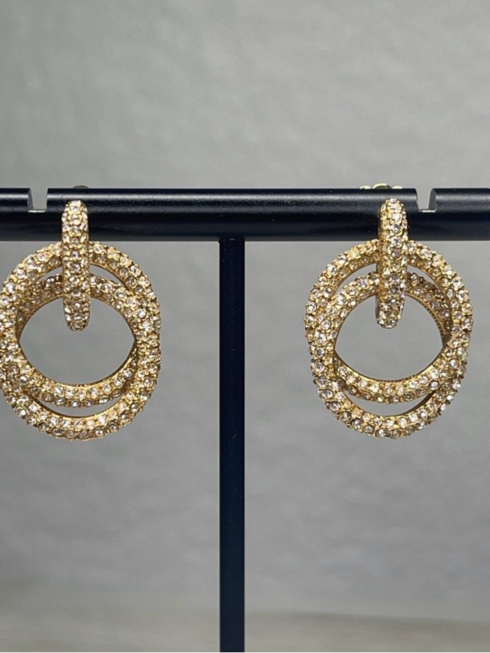 Nadri Gold Pave Door Knocker Drop Earrings
